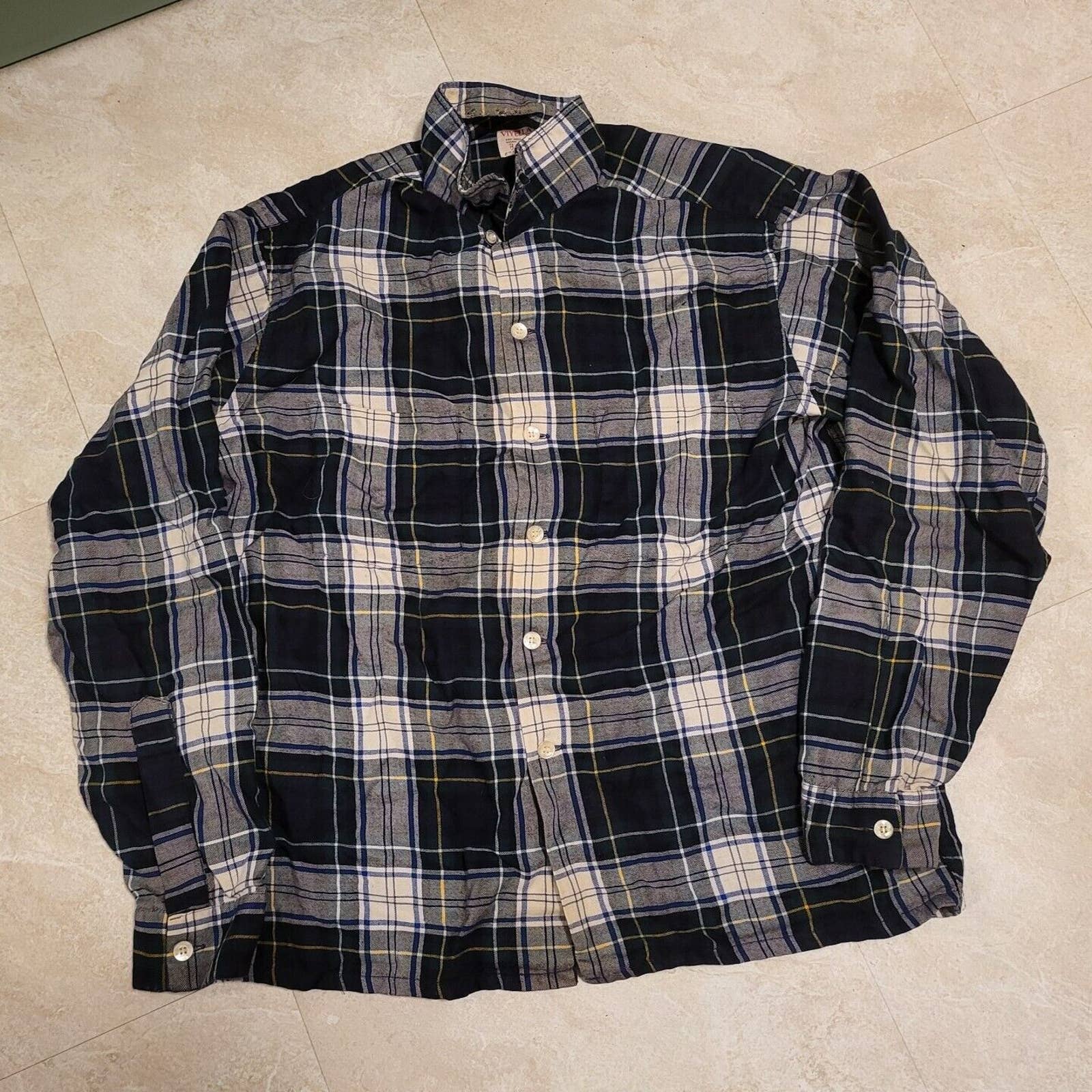Vtg Viyella B. Altman & Co Mens L Large 16 1/2 Great Britain Made Flannel Shirt